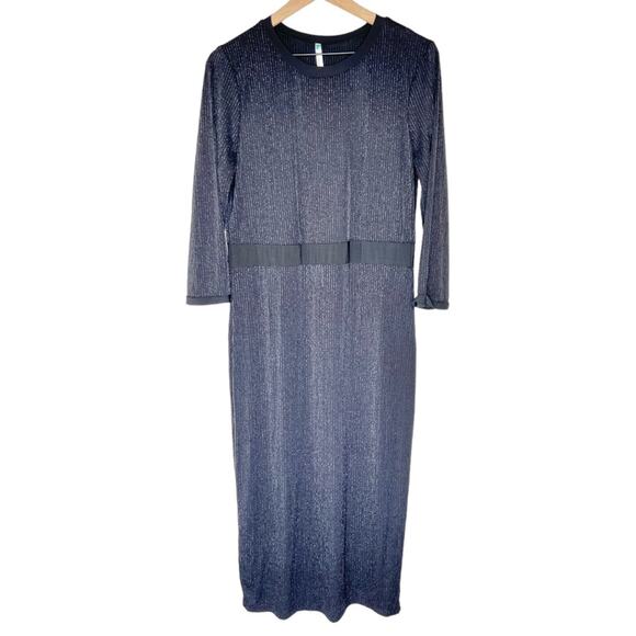 Y2K Deb black ribbed sparkly formal dress plus size 2X - Picture 1 of 7